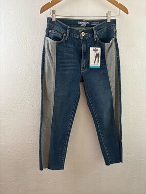Levis Denizen Jeans High Rise Vintage Slim size 27 Blue Denim Ankle Crop Raw Hem